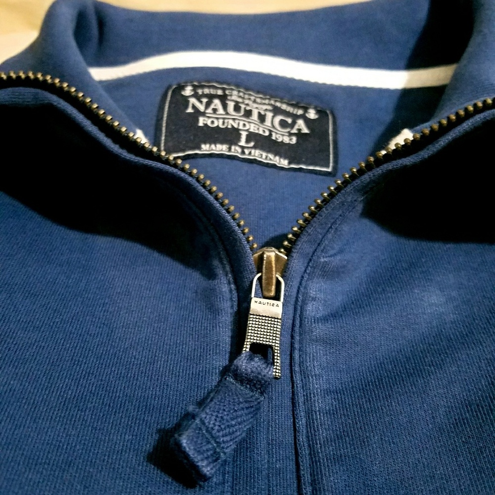 Men's long Sleeve Nautica Cotton Zip-up Pull Over